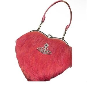Vivienne Westwood Red Heart Fur Shoulder Bag